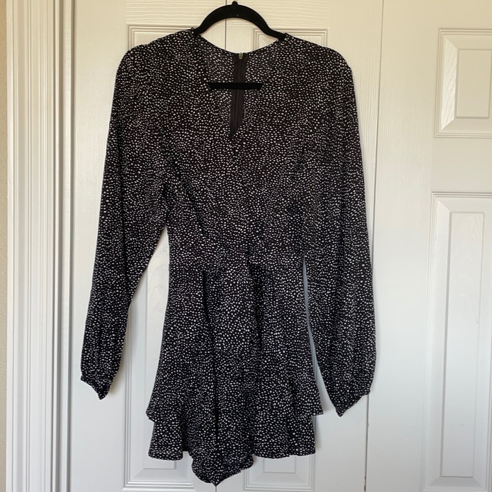 Relipop Women's Jumpsuit Print V Neck Waist Tie Double Layer Romper